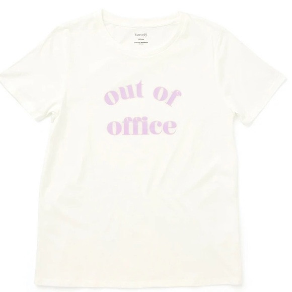 Ban.do white crew neck short sleeve top Out of Office size Medium - Picture 2 of 2